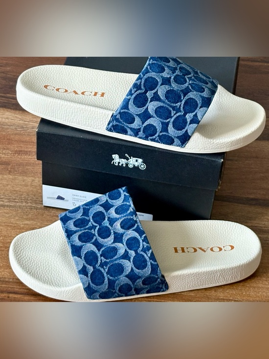 Coach Other - COACH Blue Signature Logo Slide Sandals blue Denim Men’s Slide Sandals New Sz 12